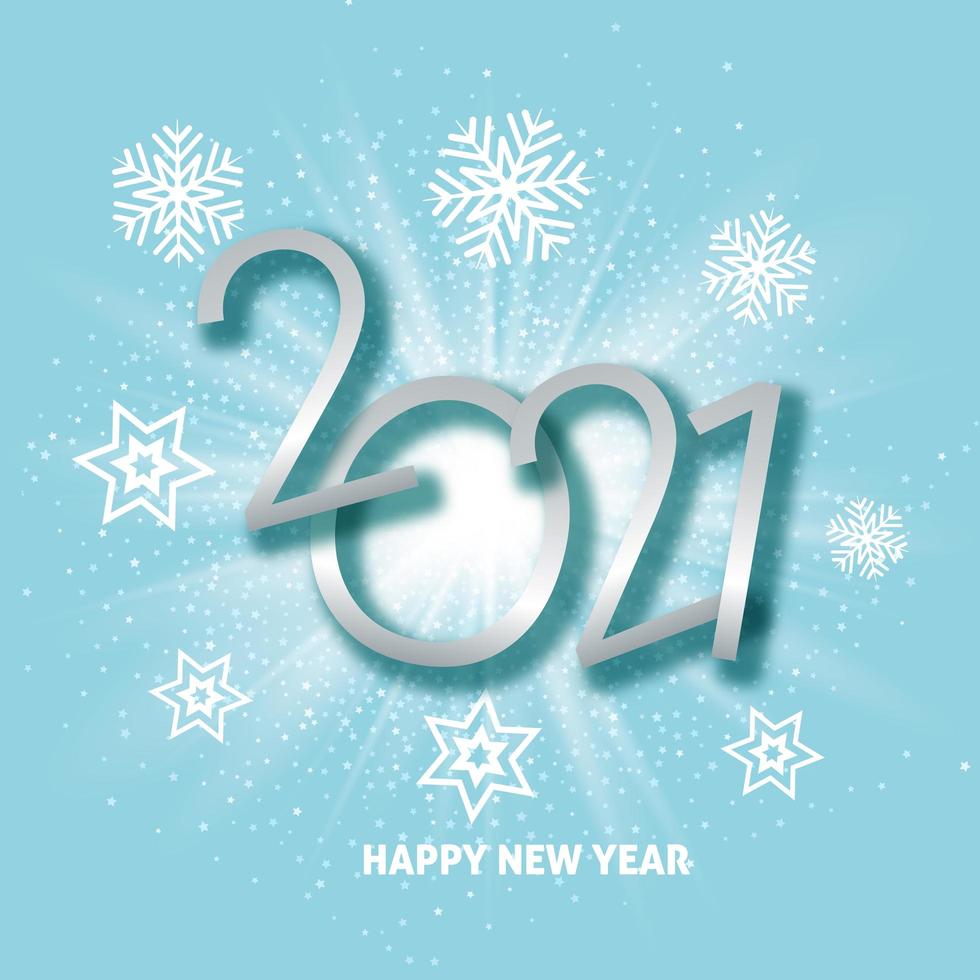 Frohes neues Jahr Hintergrund mit Starburst und Schneeflocke Design vektor