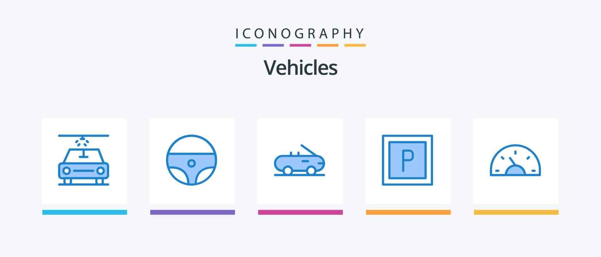 Fahrzeuge blau 5 Icon Pack inklusive . Fahrzeuge. kreativ. kreatives Symboldesign vektor