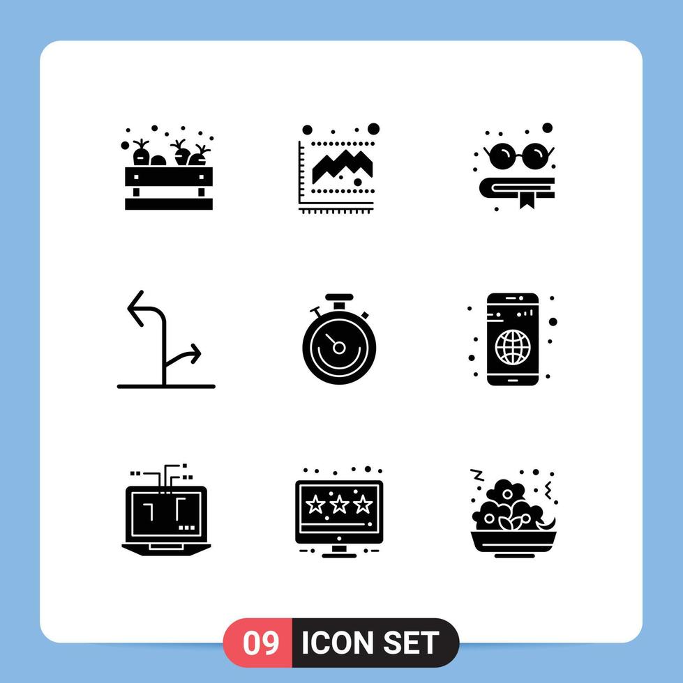 9 kreativ ikoner modern tecken och symboler av stoppur klocka bok trafik riktnings redigerbar vektor design element