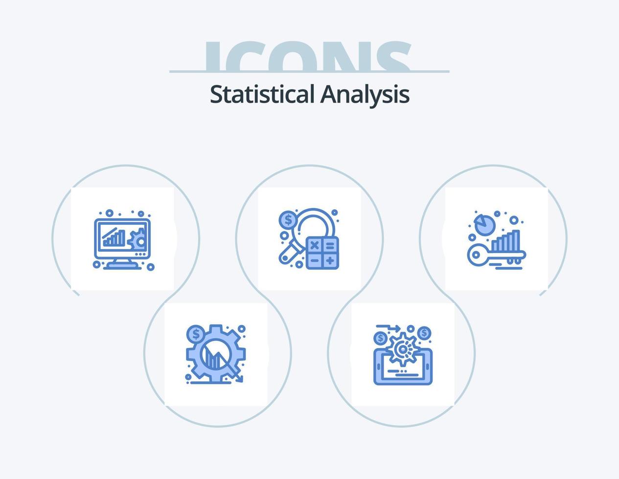 Statistische Analyse blau Icon Pack 5 Icon Design. Benchmark. Finanzen. Analyse. Unternehmen. Buchhaltung vektor