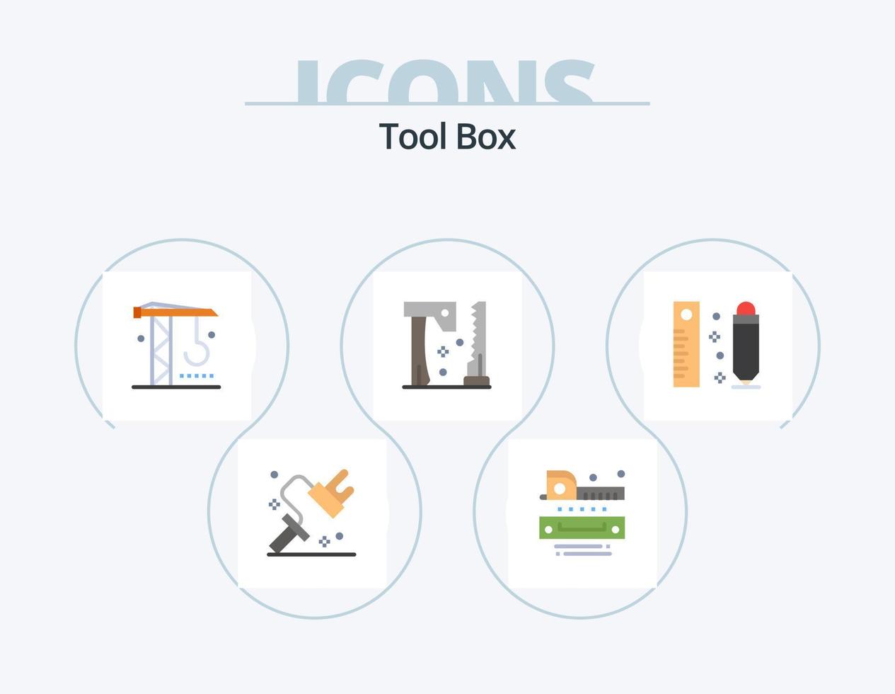 verktyg platt ikon packa 5 ikon design. mätning. verktyg. konstruktion. fick syn på. yxa vektor