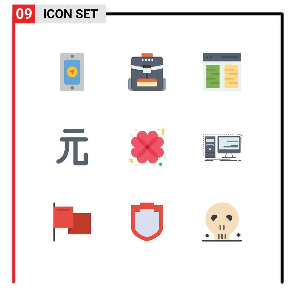 9 kreativ ikoner modern tecken och symboler av romantisk hjärtan kommunikation yuan valuta redigerbar vektor design element