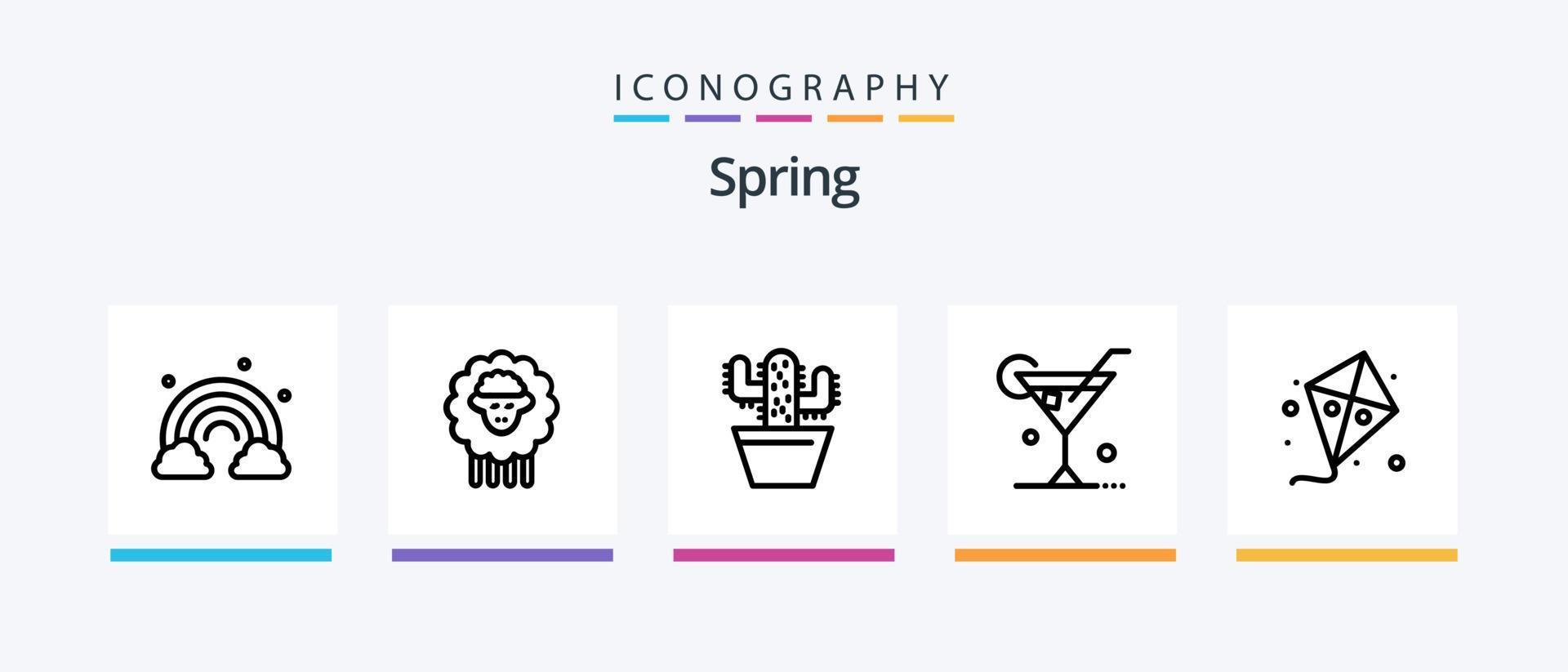 vår linje 5 ikon packa Inklusive trädgård. vår. flyga. natur. blomma. kreativ ikoner design vektor