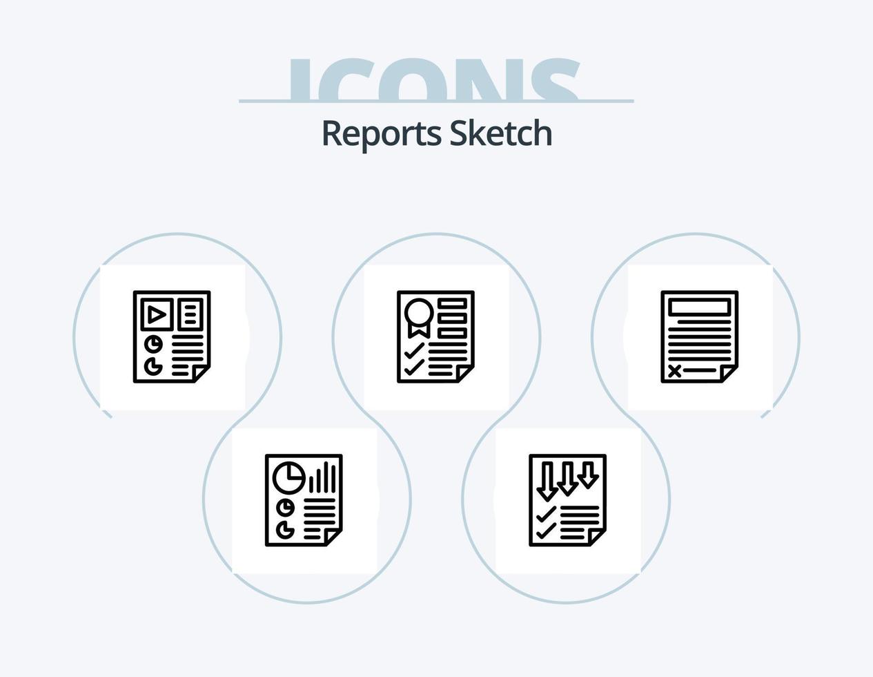 Berichte Skizzenlinie Icon Pack 5 Icon Design. Seite. Analytik. Papier. seo. Seite vektor