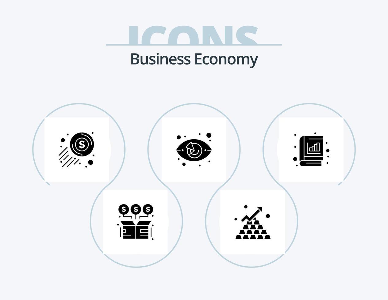Economy-Glyphen-Icon-Pack 5 Icon-Design. Marktbeobachtung. Auge. Pyramide. Diagramm. Geld vektor