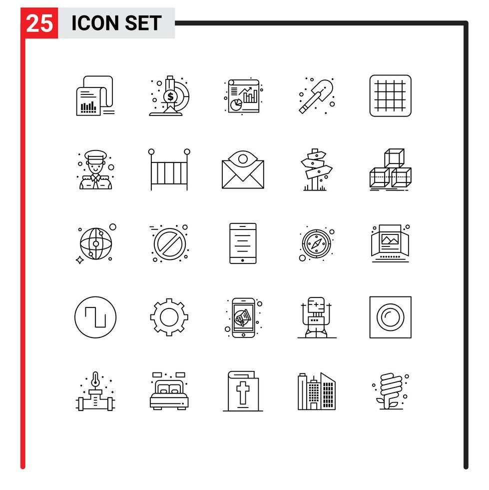 grupp av 25 rader tecken och symboler för avatar layout analys gird brandman redigerbar vektor design element