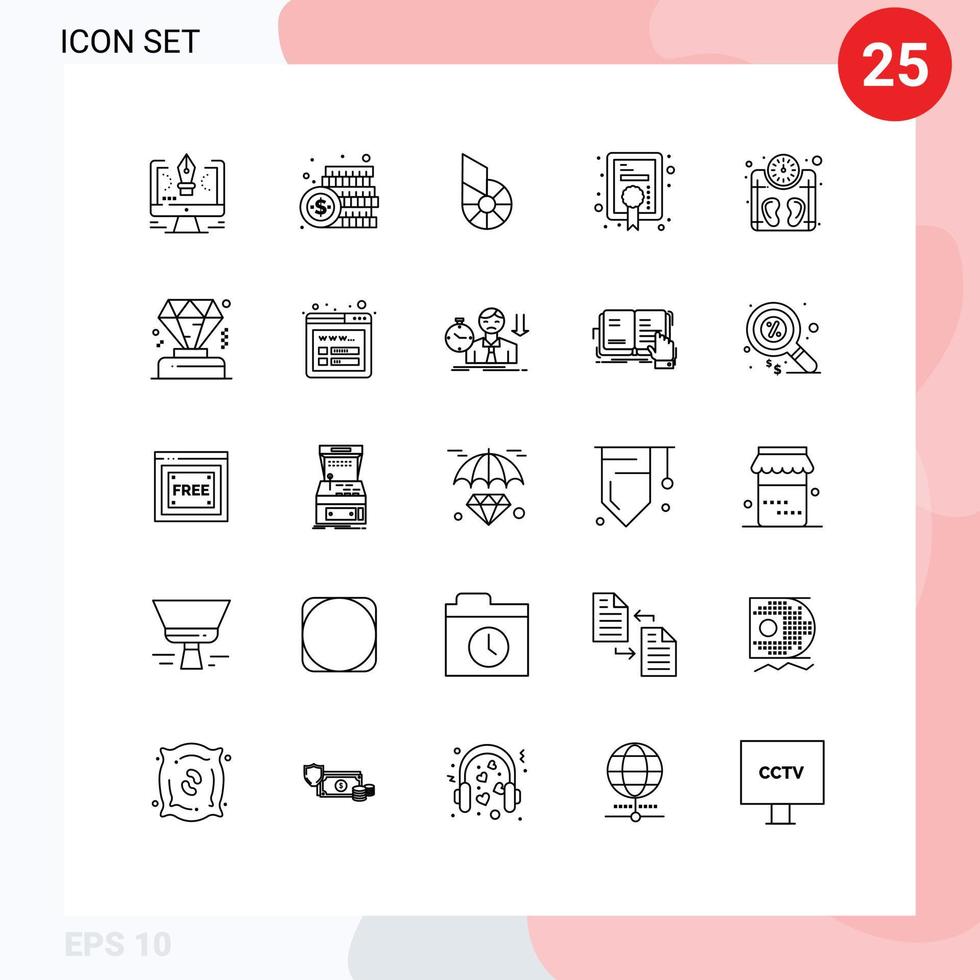 användare gränssnitt packa av 25 grundläggande rader av prestation tilldela pengar diplom crypto redigerbar vektor design element