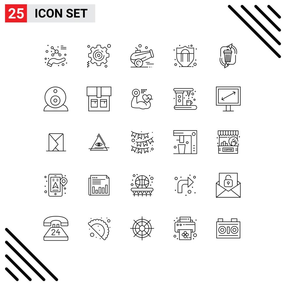 stock vektor ikon packa av 25 linje tecken och symboler för förvaltning förfogande iftar avfall skydd redigerbar vektor design element