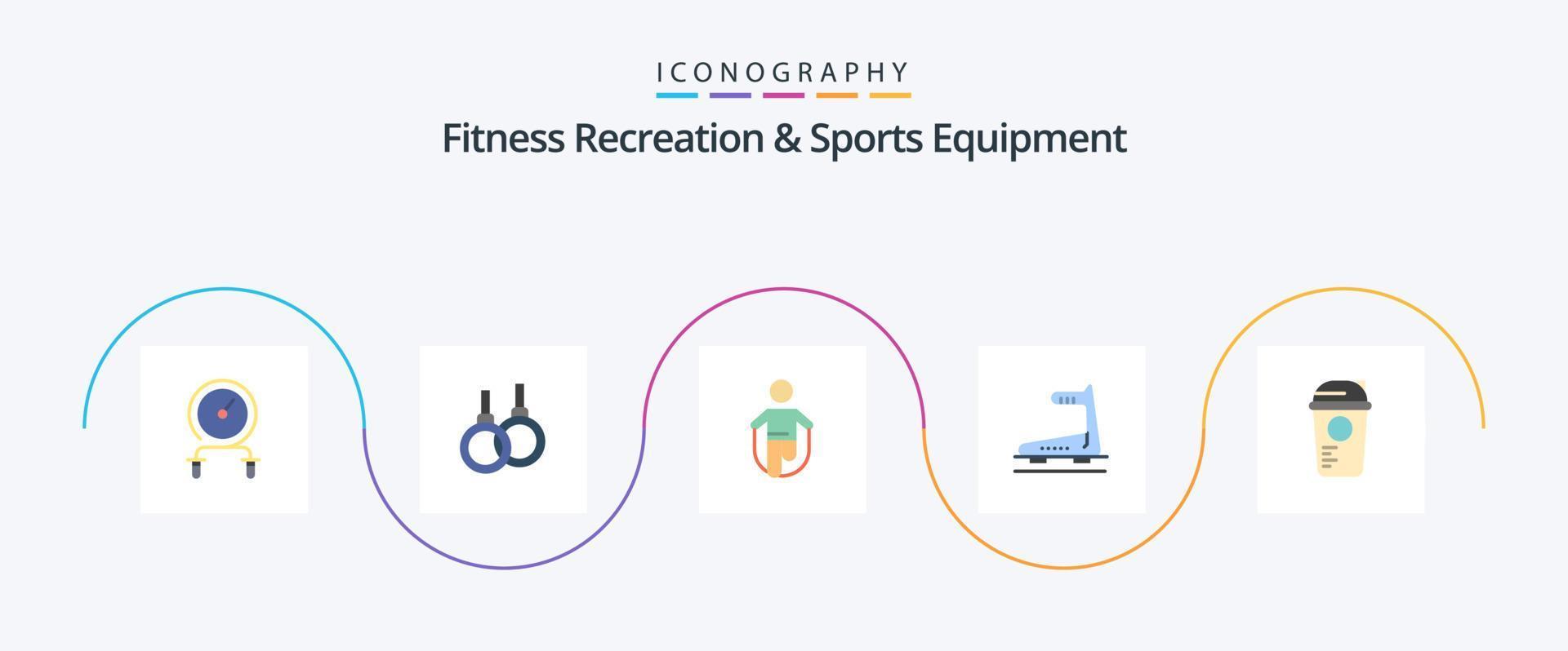 kondition rekreation och sporter Utrustning platt 5 ikon packa Inklusive löpband. löpning. sjukvård. maskin. rep vektor