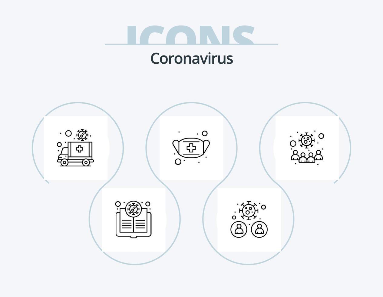 Coronavirus-Linien-Icon-Pack 5-Icon-Design. Virus. Menschen. Virus. Gruppe. Medizin vektor