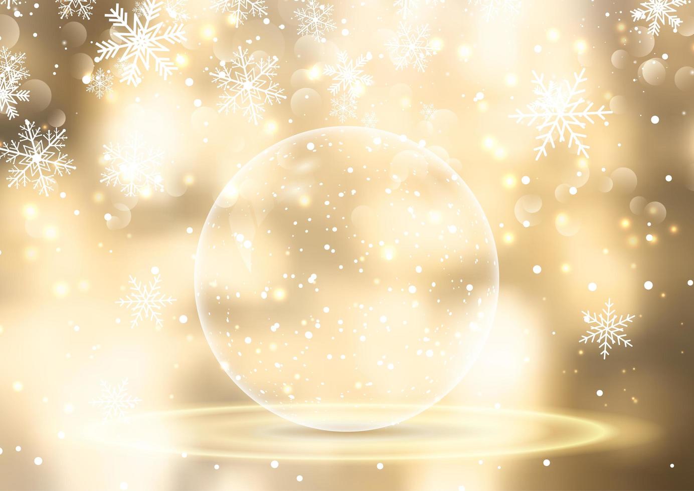 goldene Schneekugel auf Weihnachtshintergrund vektor