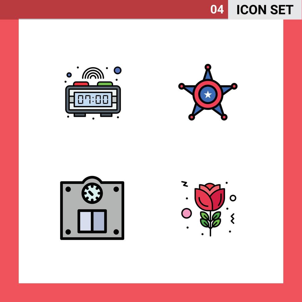 4 kreativ ikoner modern tecken och symboler av larm vikt män USA röd redigerbar vektor design element