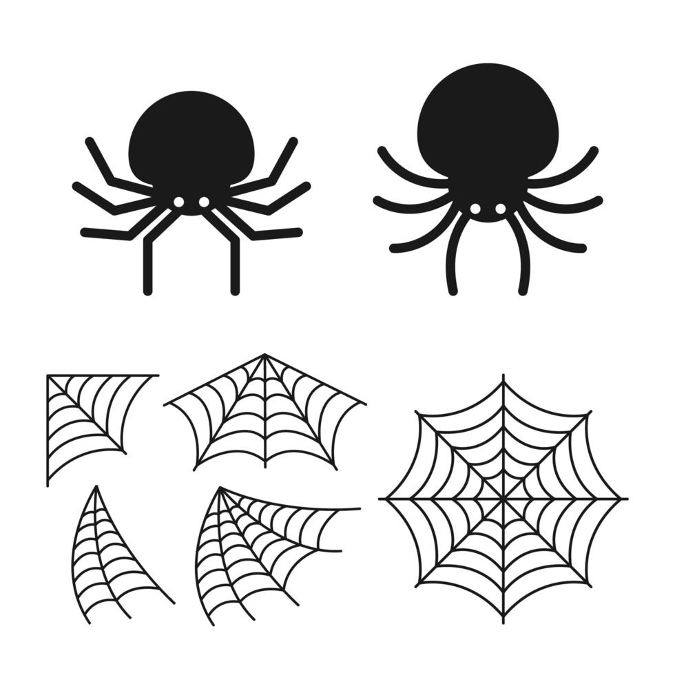 Spinne und Spinnennetzillustrationssammlung vektor