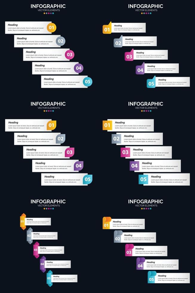 närvarande din företag begrepp med vektor 6 infographics packa och tidslinjer