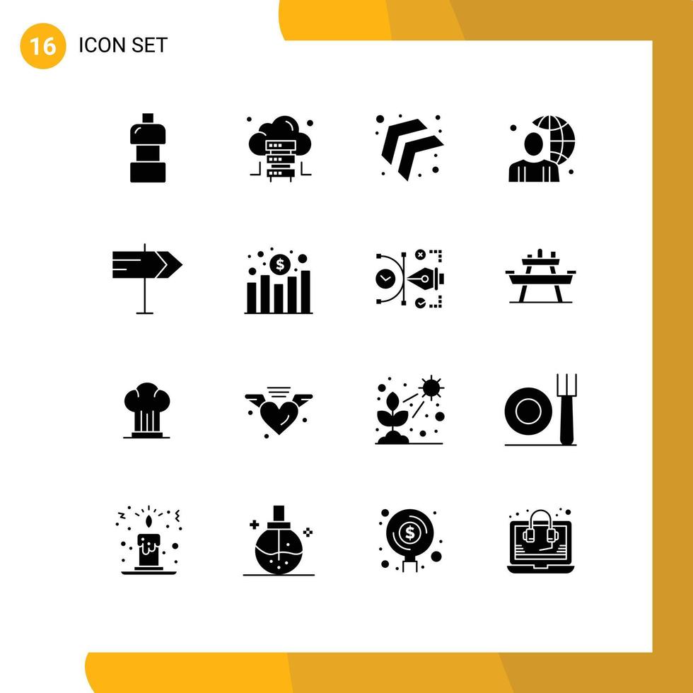 satz von 16 modernen ui-symbolen symbole zeichen für diagramm karte linke richtung männlich editierbare vektordesignelemente vektor