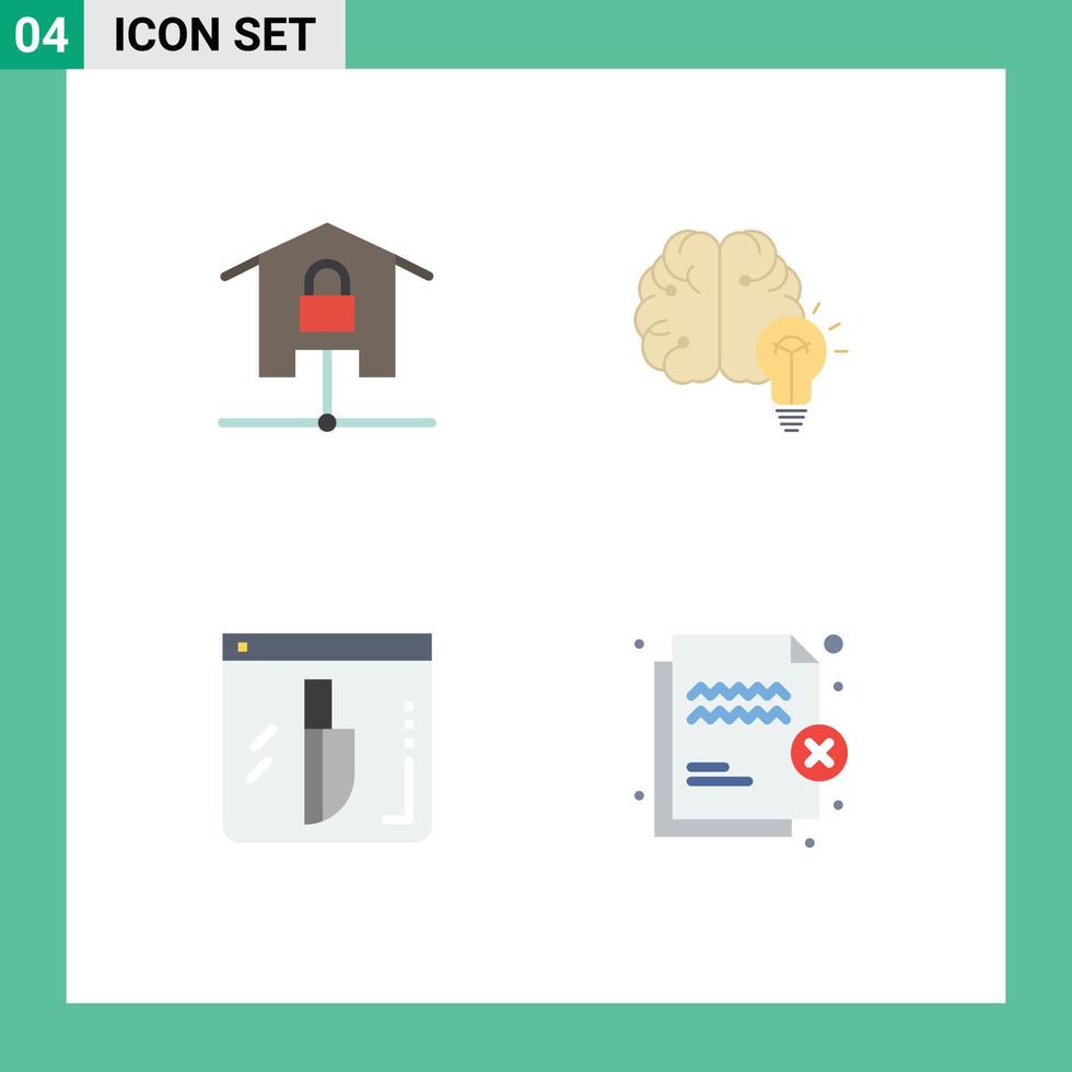 moderner Satz von 4 flachen Symbolen und Symbolen wie Gerätebirne gesperrt Geschäftsuntersuchung editierbare Vektordesign-Elemente vektor
