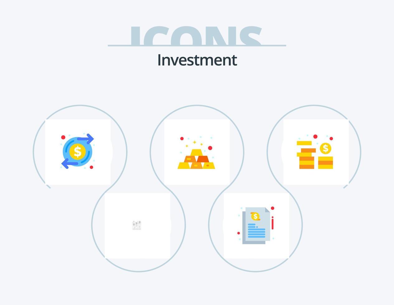 Investment Flat Icon Pack 5 Icon Design. Investition. Investition. Wachstum. Goldbarren. Bar vektor
