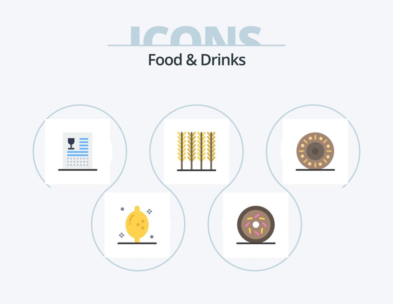 mat och drycker platt ikon packa 5 ikon design. . äta. drycker. munk. mat vektor