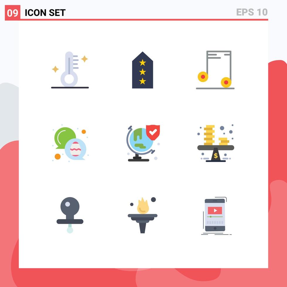 moderner Satz von 9 flachen Farben und Symbolen wie Versicherungsei drei bearbeitbare Vektordesign-Elemente für den Oster-Chat vektor
