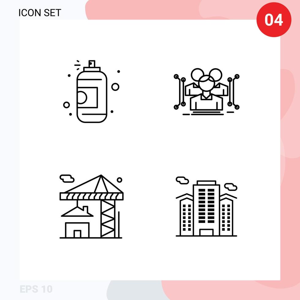 grupp av 4 fylld linje platt färger tecken och symboler för spray kran måla data egendom redigerbar vektor design element