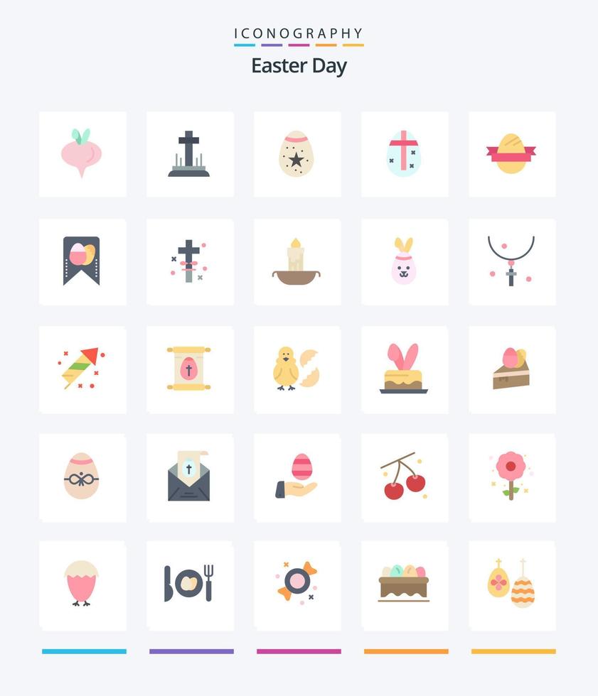 kreativ påsk 25 platt ikon packa sådan som ägg. märka. dekoration. högtider. ägg vektor