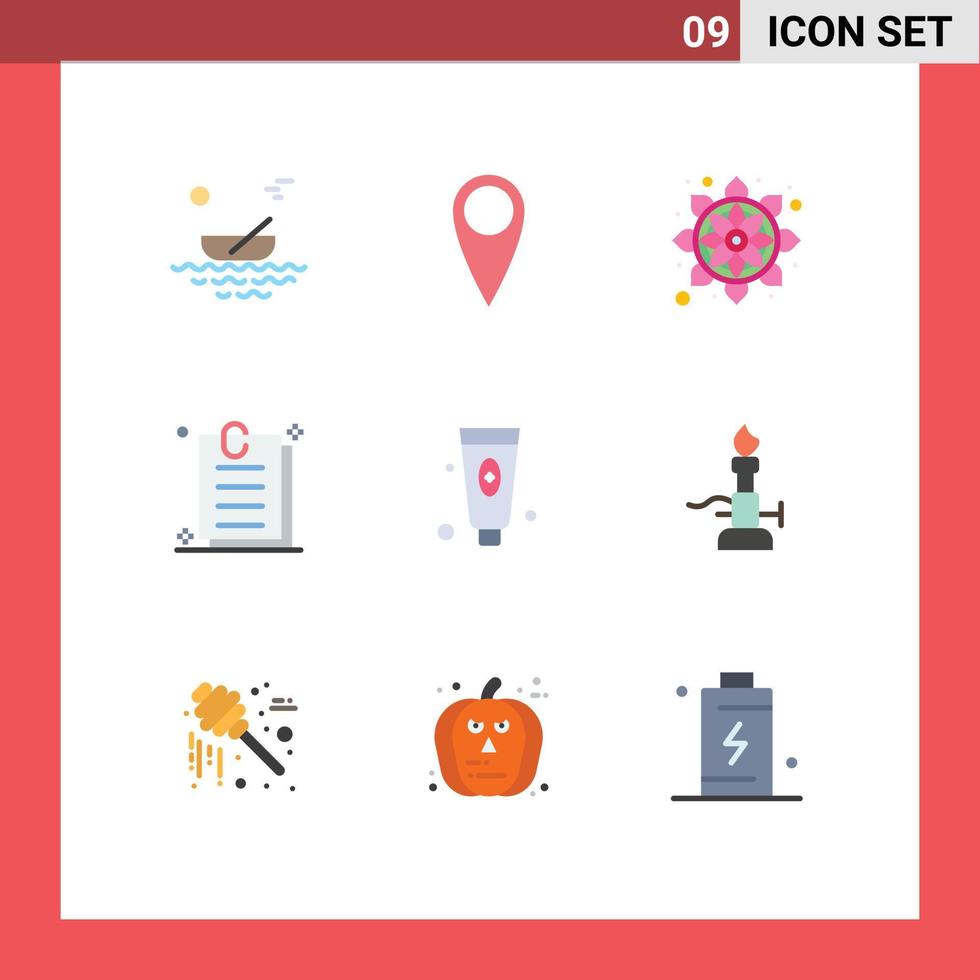 Stock Vector Icon Pack mit 9 Zeilen Zeichen und Symbolen für Schaumkosmetik Indien Schönheitsdokument editierbare Vektordesign-Elemente