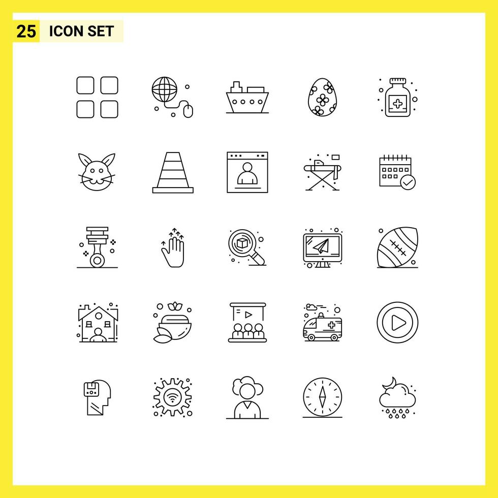 stock vektor ikon packa av 25 linje tecken och symboler för medicinsk motgift marin ägg påsk redigerbar vektor design element