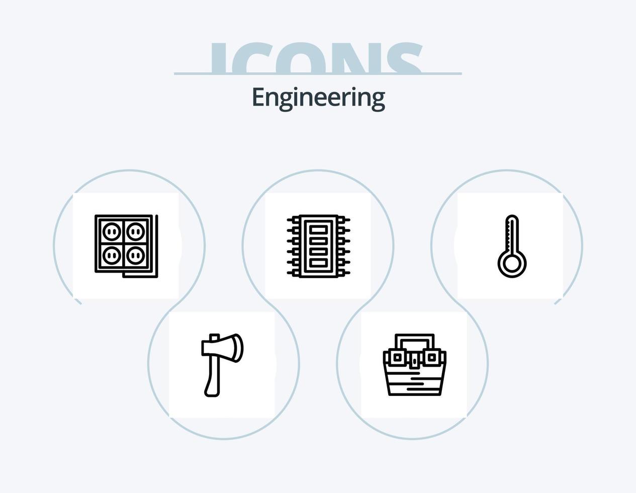 Engineering Line Icon Pack 5 Icon-Design. . Steckdose. Konstruktion. Stecker. Gebäude vektor