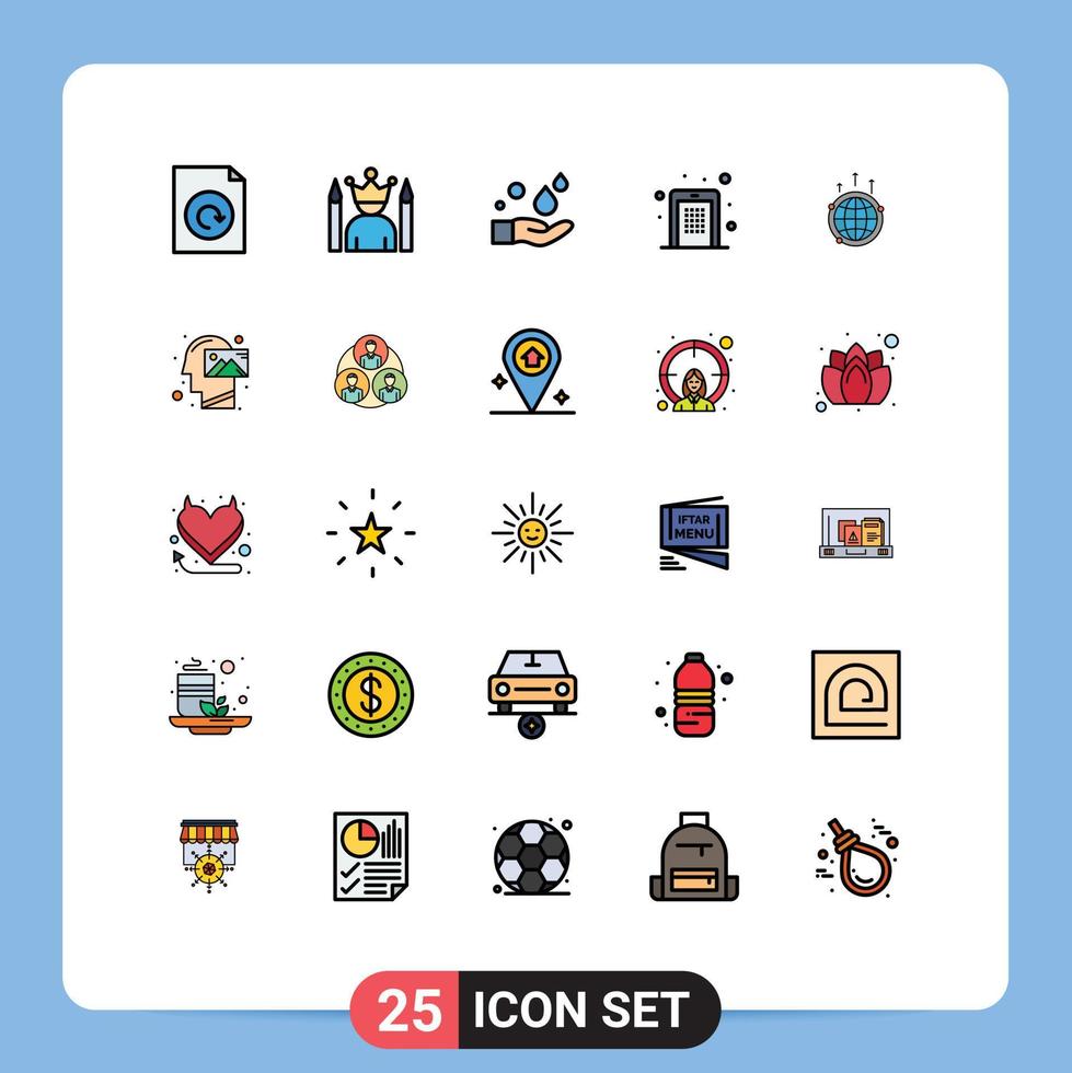 uppsättning av 25 modern ui ikoner symboler tecken för klot stift rengöring mobil tillgång redigerbar vektor design element