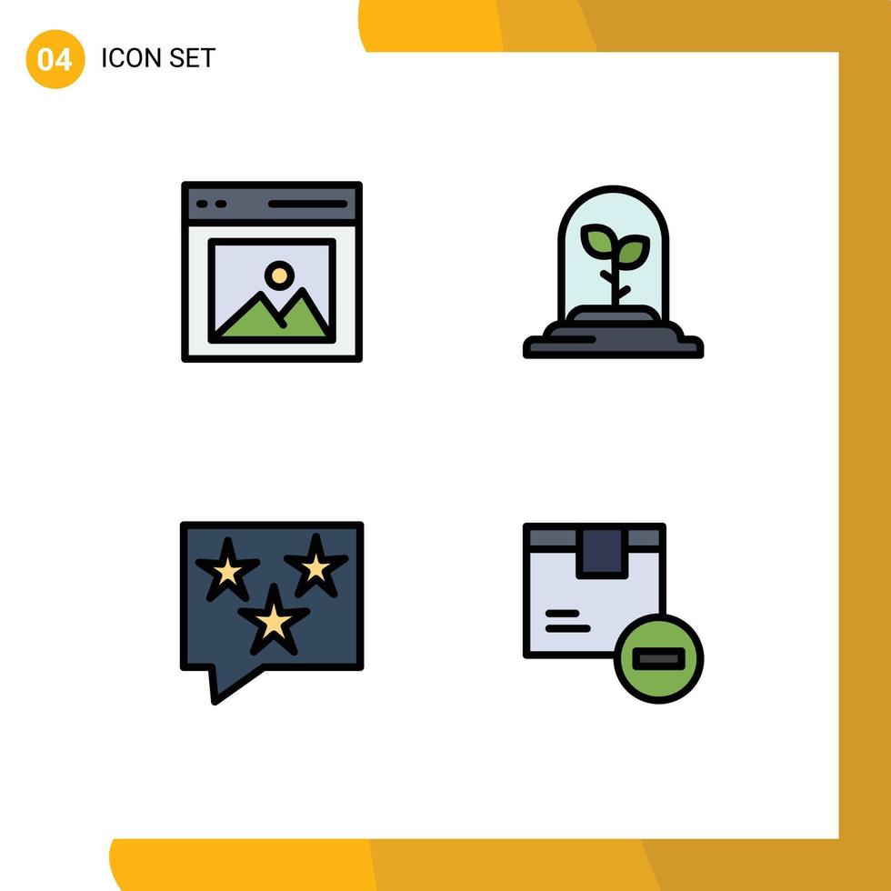 universelle Symbolsymbole Gruppe von 4 modernen Filledline-Flachfarben der Kommunikation Chat-Bild Blattrate editierbare Vektordesign-Elemente vektor
