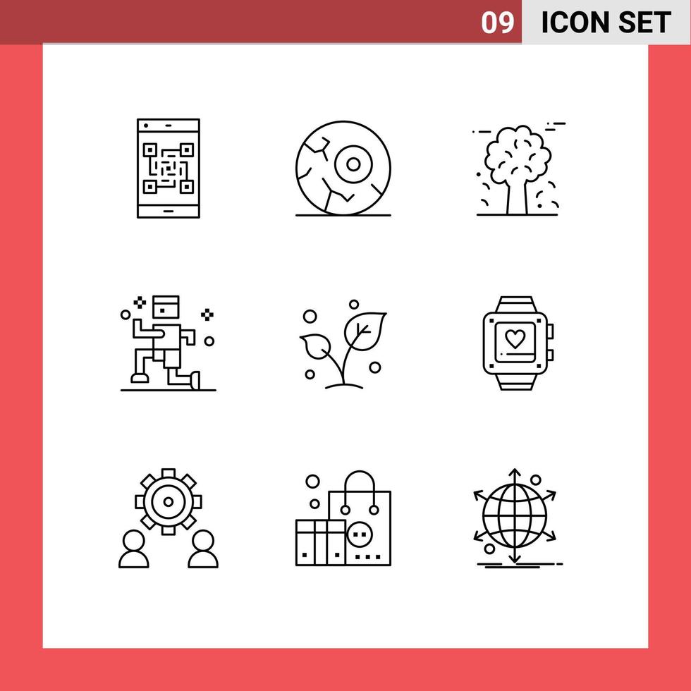 mobil gränssnitt översikt uppsättning av 9 piktogram av blad joggning Plats övning tall träd redigerbar vektor design element