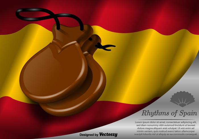 Vector Castanets och Spanien Flaggmall