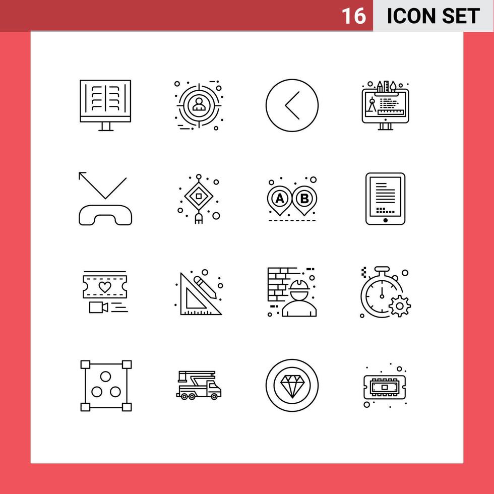 16 universelle Gliederungszeichen Symbole für Bearbeitungswerkzeug Benutzerdesign Multimedia-bearbeitbare Vektordesign-Elemente vektor