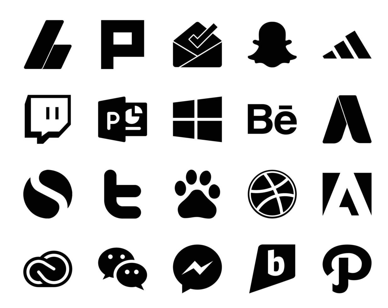 20 Social-Media-Icon-Packs, einschließlich Creative Cloud Dribbble Windows Baidu Twitter vektor