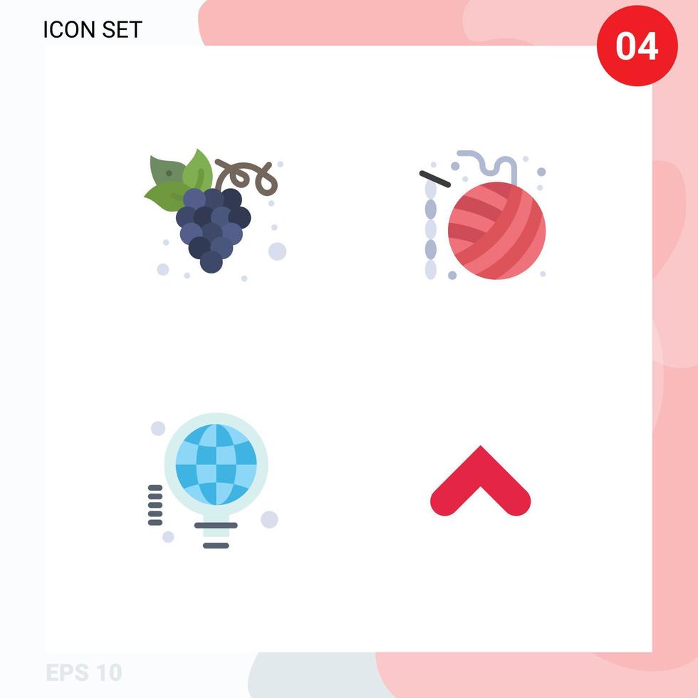 4 flaches Icon-Pack der Benutzeroberfläche mit modernen Zeichen und Symbolen der Diätbirne organisches Häkelgeschäft editierbare Vektordesign-Elemente vektor