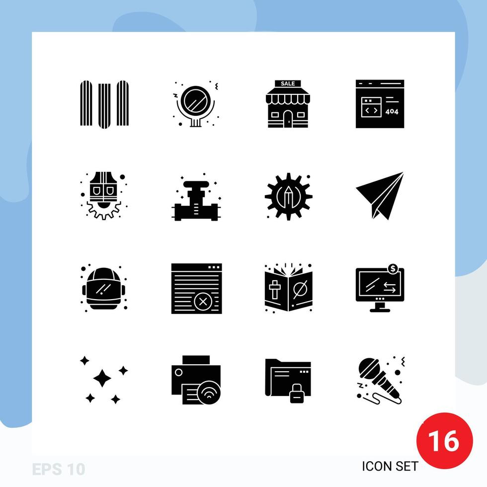 uppsättning av 16 modern ui ikoner symboler tecken för arbetskraft jacka affär utveckling kodning redigerbar vektor design element