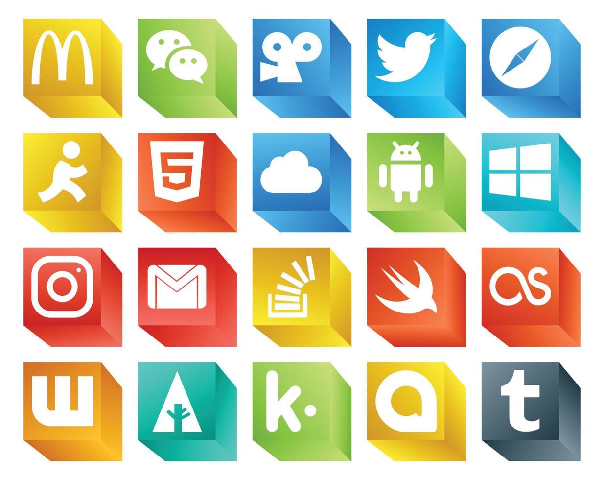 20 Social-Media-Icon-Packs, einschließlich Stockoverflow-E-Mail-Ziel-Gmail-Fenstern vektor