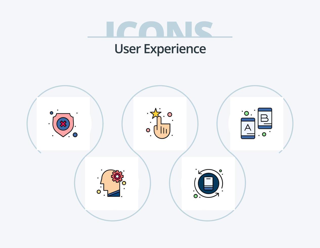 Benutzererfahrung Zeile gefüllt Icon Pack 5 Icon Design. Webseite. Kuchen. Menschen. Daten. Prüfbericht vektor