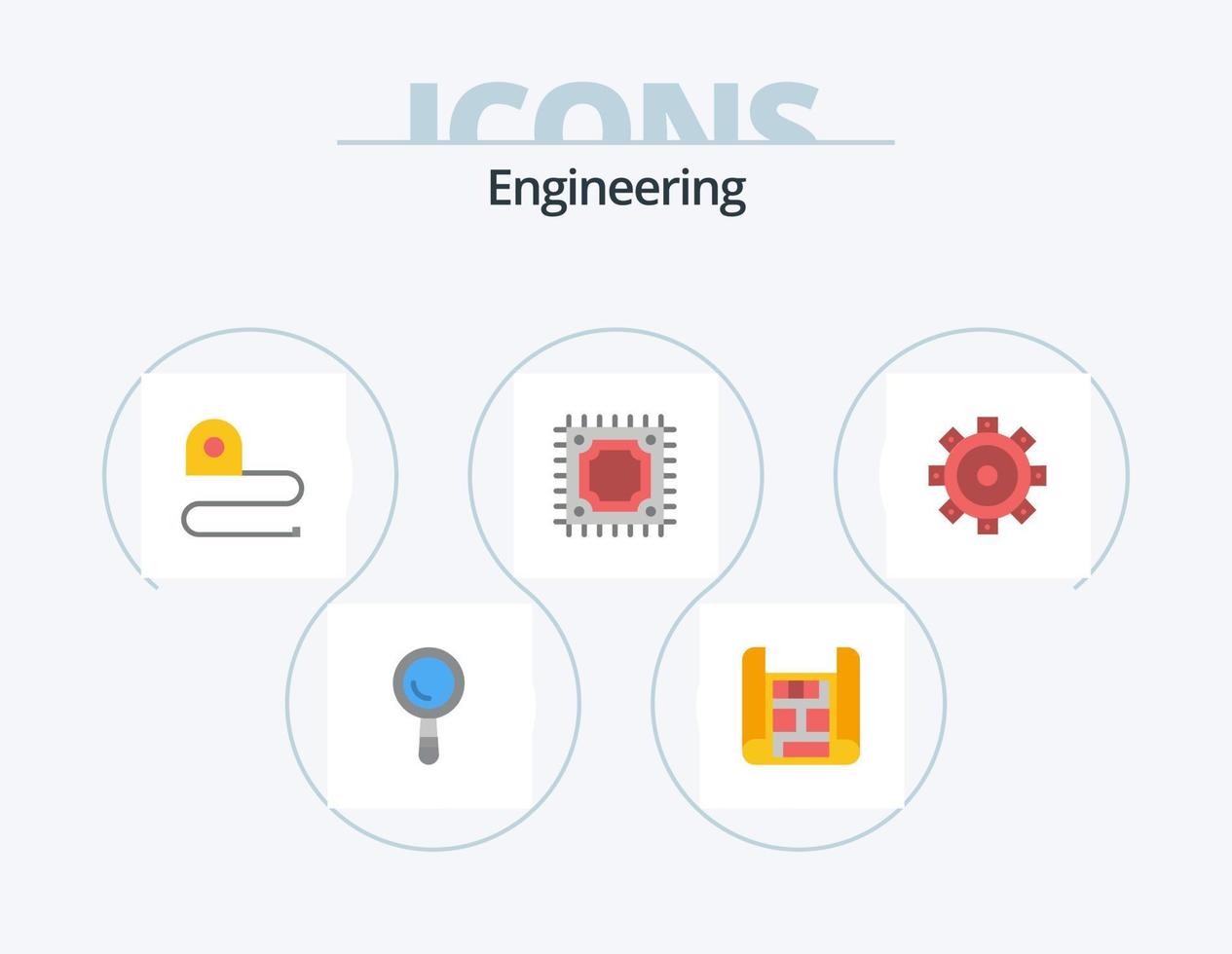 Engineering Flat Icon Pack 5 Icon-Design. . Einstellung. Skala. Gebäude. Prozessor vektor