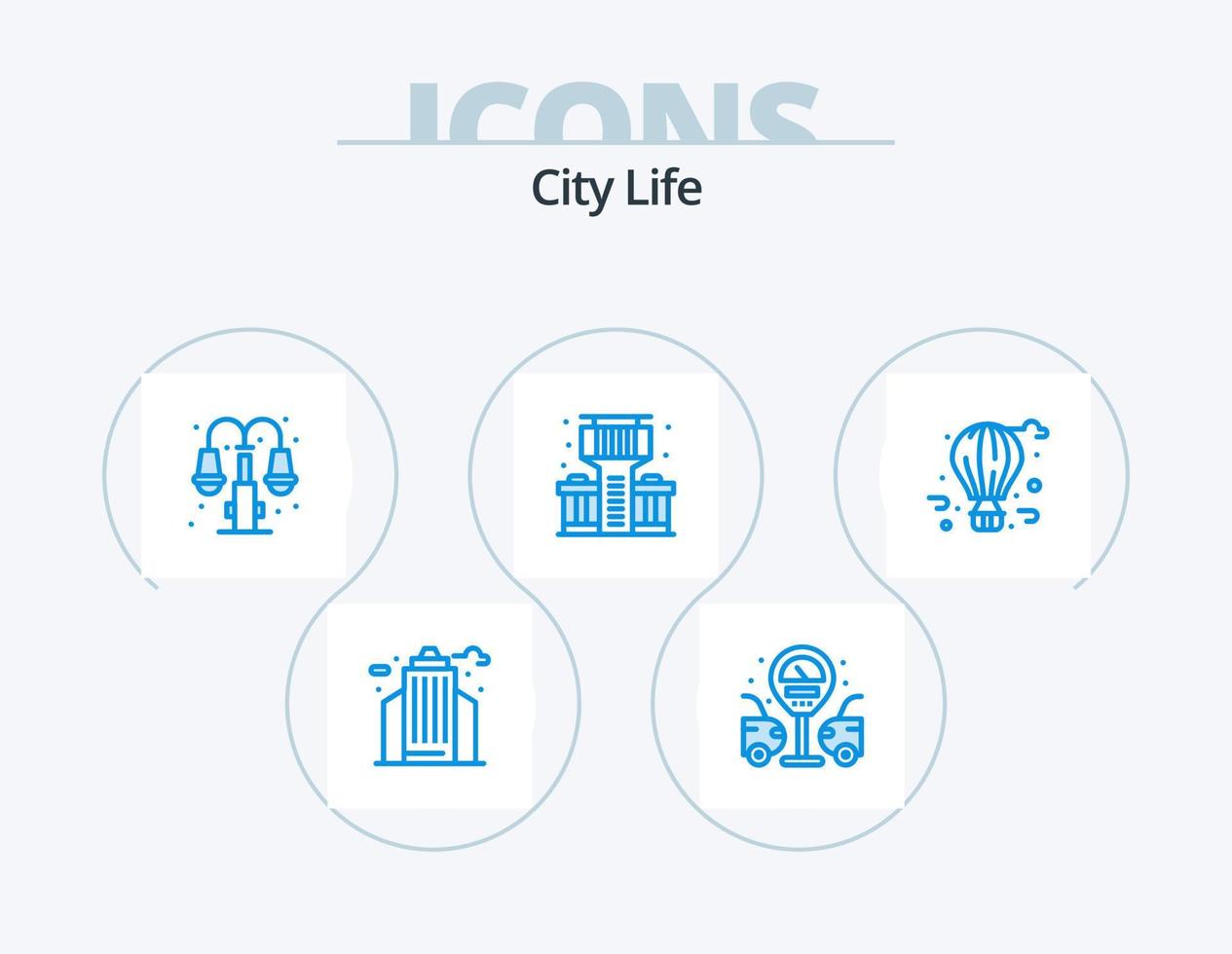 stad liv blå ikon packa 5 ikon design. stad liv. ballong. liv. luft ballong. liv vektor