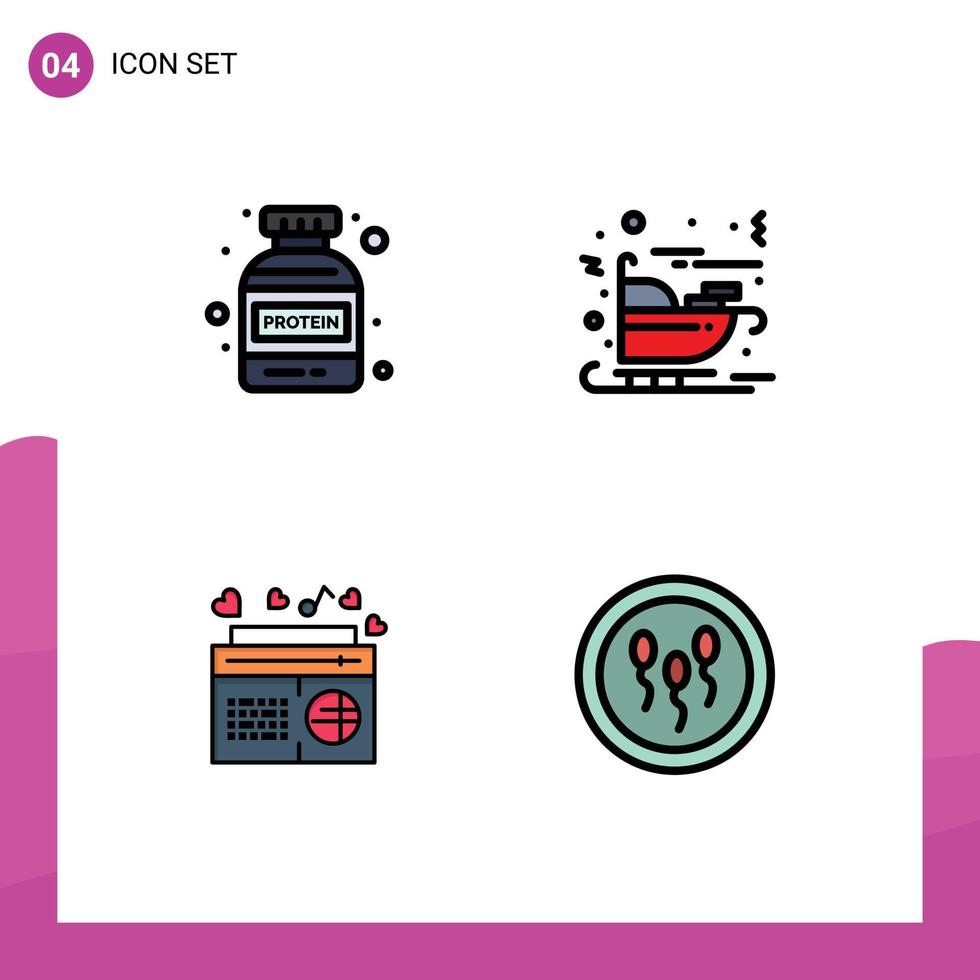 Aktienvektor-Icon-Pack mit 4 Zeilenzeichen und Symbolen für bearbeitbare Vektordesign-Elemente für Fitness-FM-Wagen-Weihnachtslieder vektor