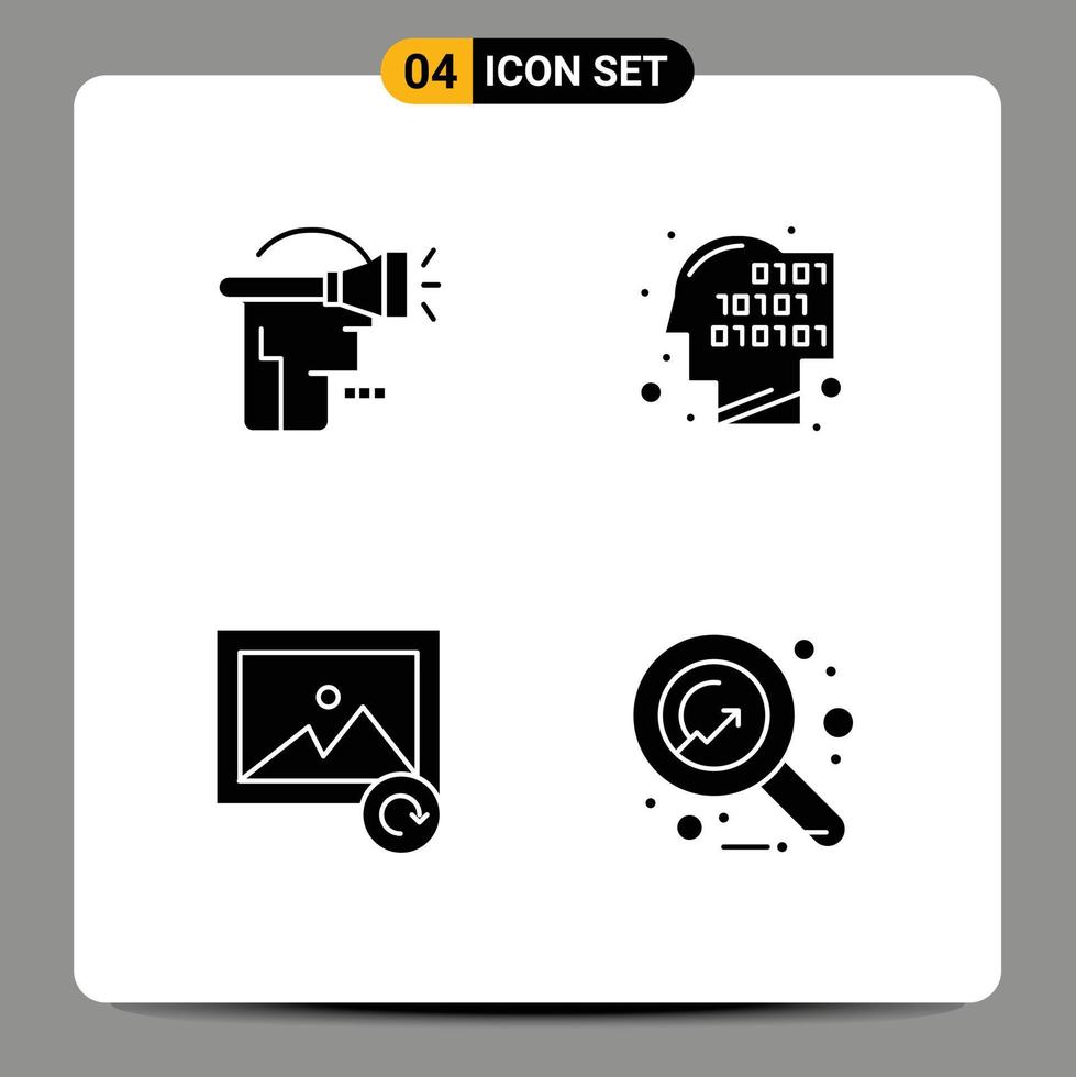 fast glyf begrepp för webbplatser mobil och appar huvud Foto virtuell verklighet mänsklig ekonomi redigerbar vektor design element