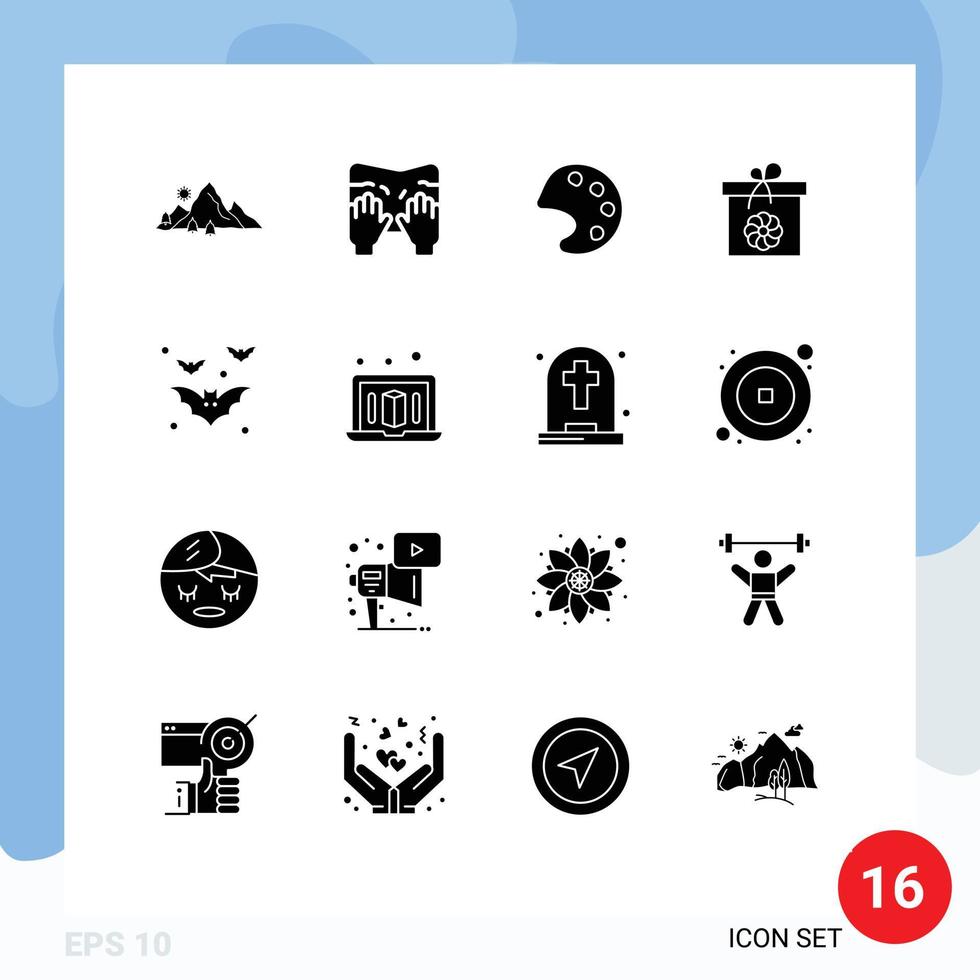 uppsättning av 16 modern ui ikoner symboler tecken för fladdermöss vår text blomma gåva redigerbar vektor design element