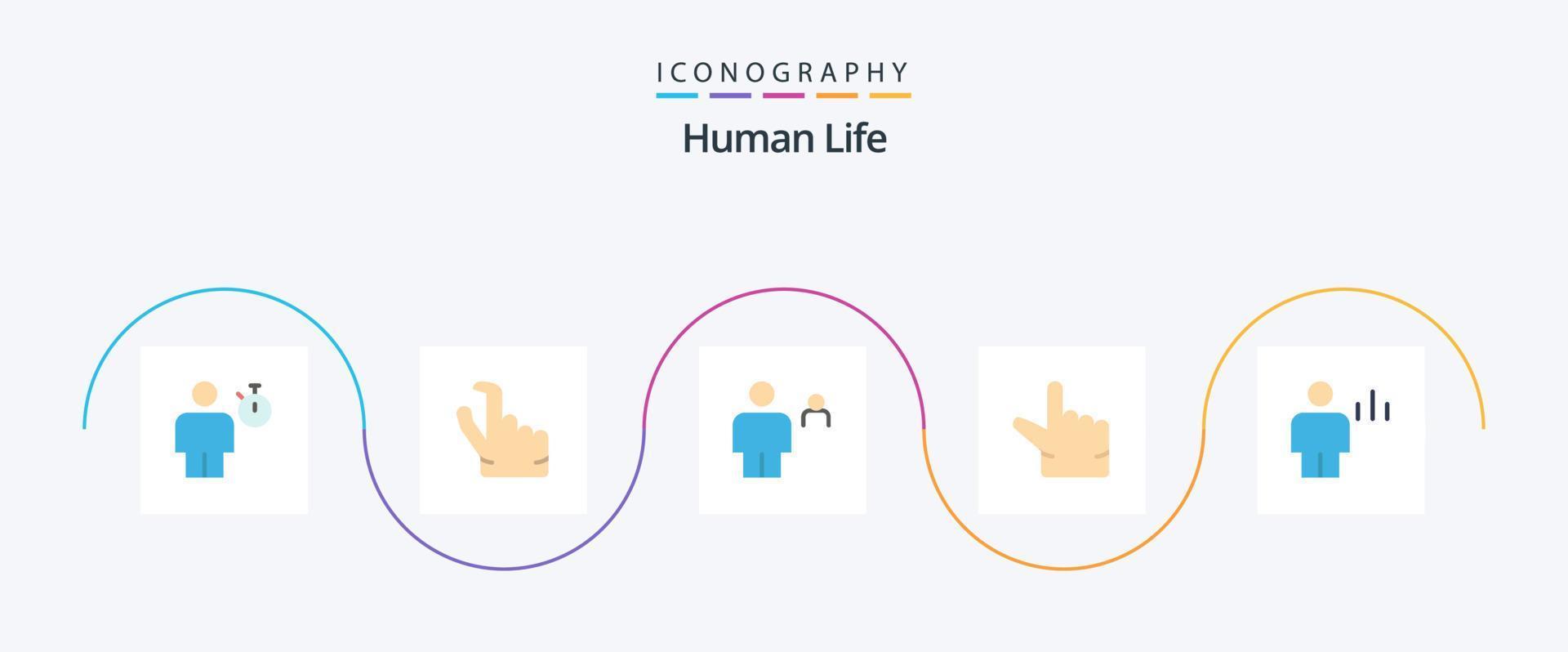 mänsklig platt 5 ikon packa Inklusive kropp. analyser. avatar. zoom. person vektor
