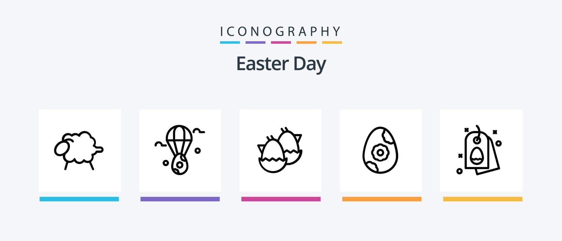 Easter Line 5 Icon Pack inklusive Geburtstag. Geschenk. Ei. Ostern. Liebe. kreatives Symboldesign vektor