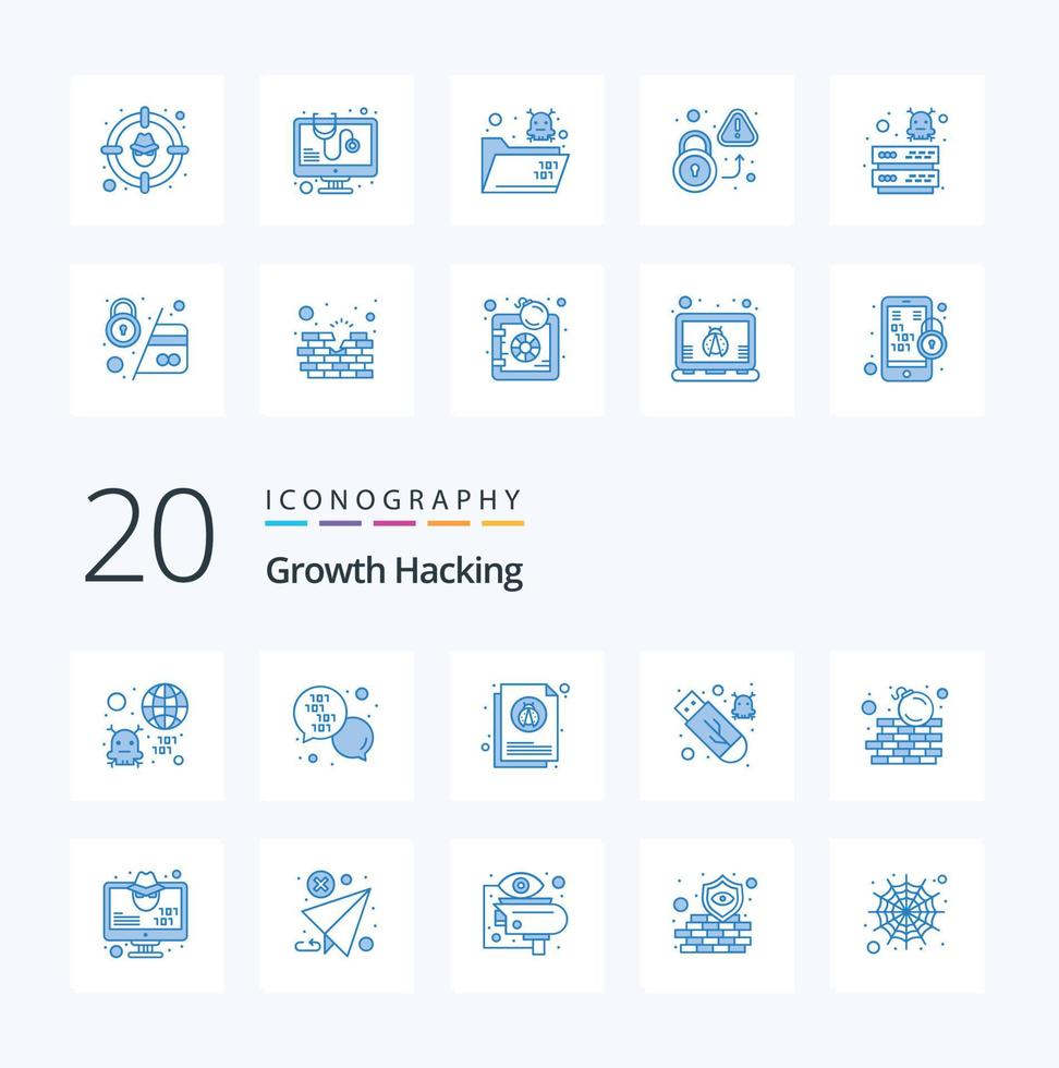 20 dataintrång blå Färg ikon packa tycka om virus pinne meddelande skadliga program insekt vektor