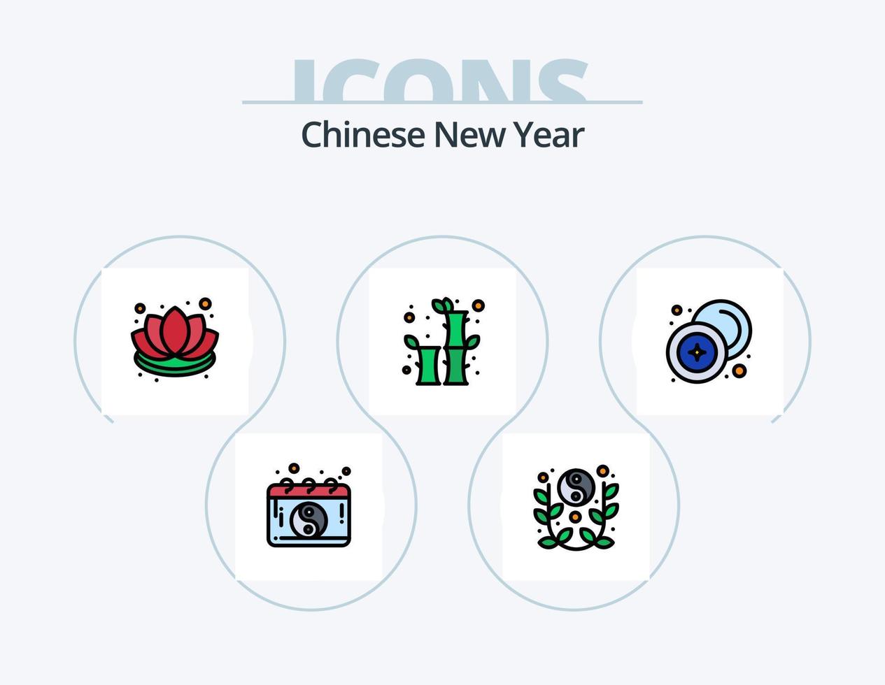 chinesische neujahrslinie gefüllt icon pack 5 icon design. Weihnachten. Blatt. Blume. Punkt. Weihnachten vektor