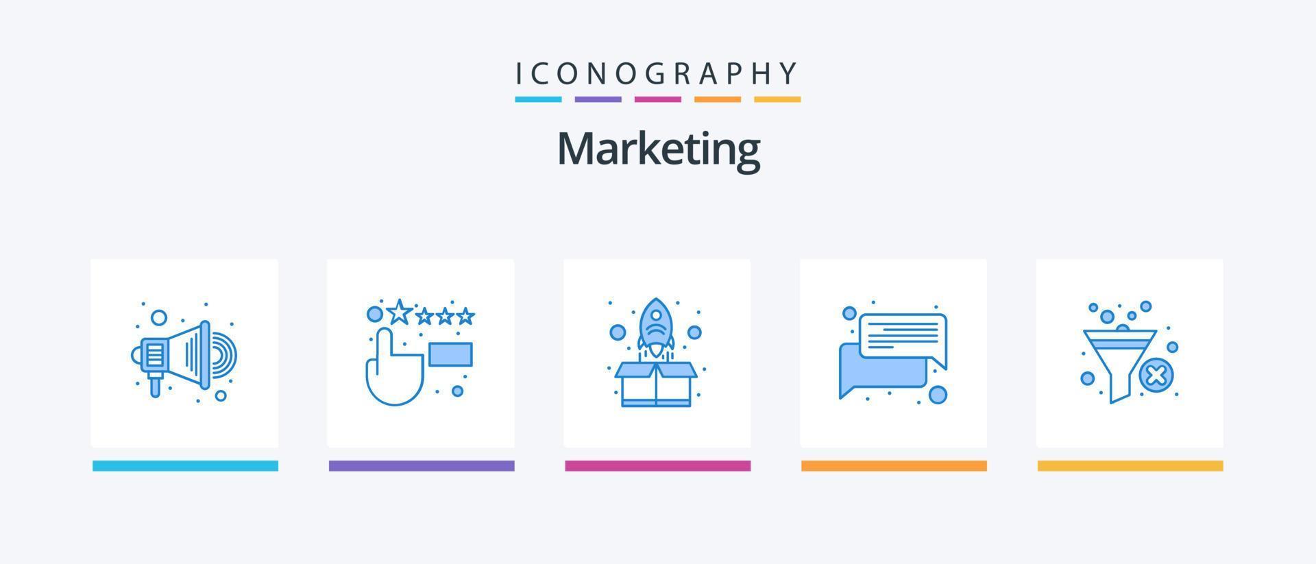 marknadsföring blå 5 ikon packa Inklusive filtrera. tratt. upp. filtrera. prata. kreativ ikoner design vektor