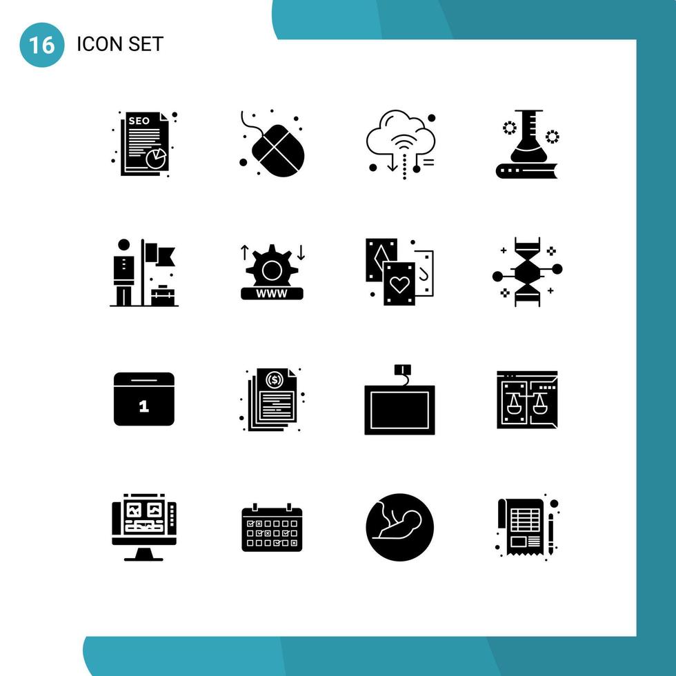 16 tematiska vektor fast glyfer och redigerbar symboler av skicklig vetenskap kunskap iot vetenskap information vetenskap och utbildning redigerbar vektor design element