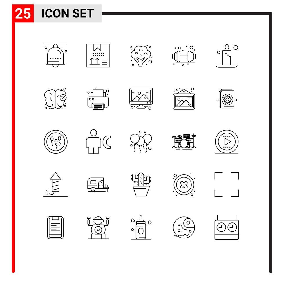 uppsättning av 25 modern ui ikoner symboler tecken för brand sport utveckling Gym grönsaker redigerbar vektor design element